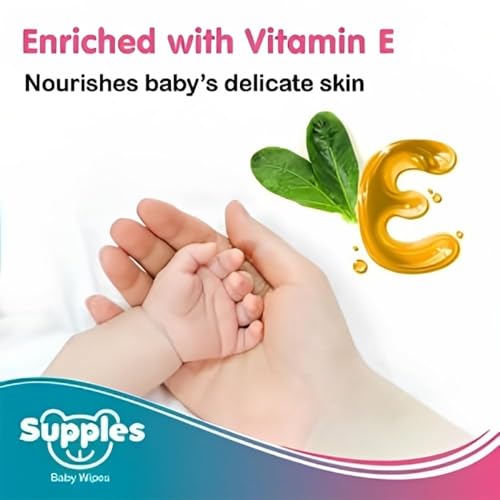 Image of Amazon Brand - Supples Baby Wet Wipes| 72 Wipes| Enriched With Aloe Vera and Vitamin E | Alcohol-Free and Paraben-Free | Pure Water-Based formulation