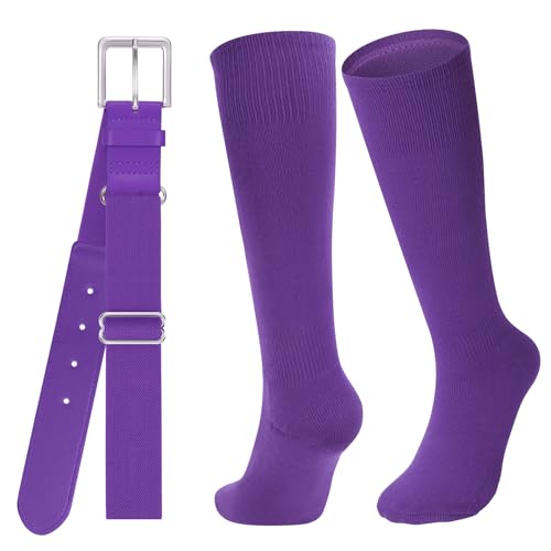 Image of Baseball Socks and Belt for Youth Adult Softball Socks Combo Elastic Waist Belt for Men Kids Boys Girls Women JASGOOD