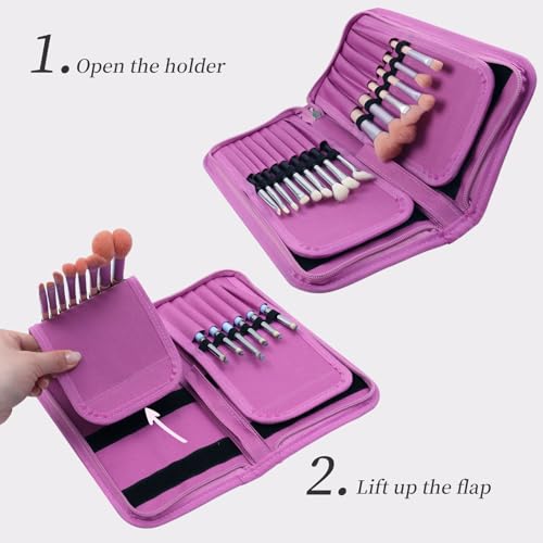 Image of BQAN Nail Art Brush Holder Case - Organizer for Nail Art Brushes, Perfect Brush Holder, Purple