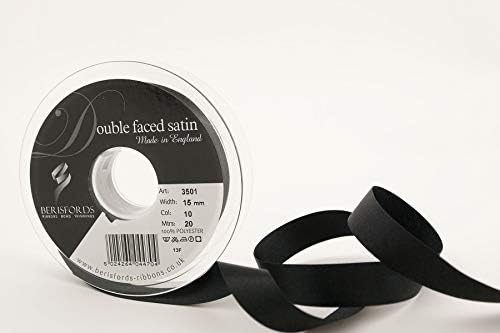 Berisfords Double FACE Poly Satin Ribbon, BlackBerry, 15 mm