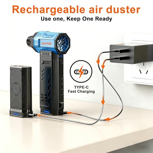 JUFINX Air Duster - 250,000RPM Compressed Air Duster, Replaceable Batteries 2pcs,Long - image 7
