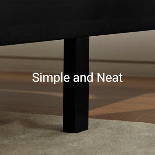 Image of LIFEMENT Full Bed Frame Classic Wood Platform, Noise Free, Under Bed Storage, No Box Spring Needed, Easy Assembly, Black