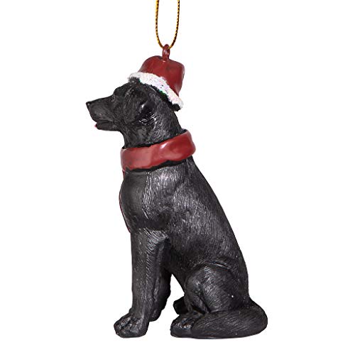 Design Toscano Schwarzer Labrador Retriever Hund Weihnachtsbaumornament Weihnachtsdekoration, Polyresin, Vollfarbe, 8 cm