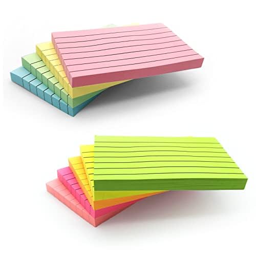 Evergreen Goods Pastell-Haftnotizen, liniert, Haftnotizen für To-Do-Listen und Revisionsbedarf, selbstklebende Notizblöcke für Büro, Schule, Meeting (30 Blöcke, Neon & Pastell, 7,6 x 12,7 cm)