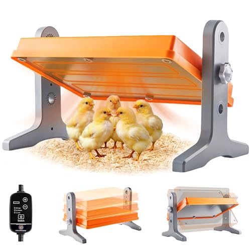 Chick Brooder Heater Plate 12 x 8 Adjustable Height & Temperature Poultry Warmer for Up to 10 Chicks Brooder Heating Plate for Chicks and Ducklings Orange