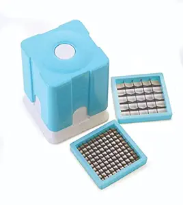 GANESH French Fries Cutter/Finger Chips/Potato Chip Maker/Dicer/Potato Chopper Direct Push Function Stainless Steel Blades - ABS Unbreakable Plastic Body in Multicolor with 2 Blades