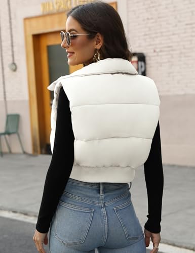 Gihuo Women's Cropped Puffer Vest Sleeveless Puffer Jacket Padded Gilet Outerwear Winter Full Zip Lightweight Coat4