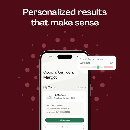 Image of Everlywell At-Home HbA1c Lab Test for Women and Men, Measures Hemoglobin A1c for Accurate Results from CLIA-Certified Labs Within Days, for Ages 18 Plus