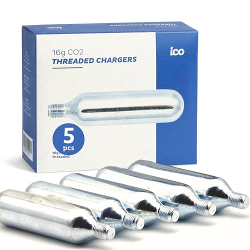 ICO CO2 Cartridges 5pcs, 16g for Bike Tires, Food Grade