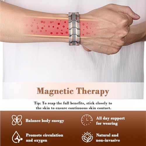 Image of GUSTAVE 4Pcs Bracelet for Man Copper Magnetic Metal Link Bracelets with Gift Box Rose Gold Ring Adjustable Length with Sizing Tool Punk Hip-hop Jewelry Set for Men Women