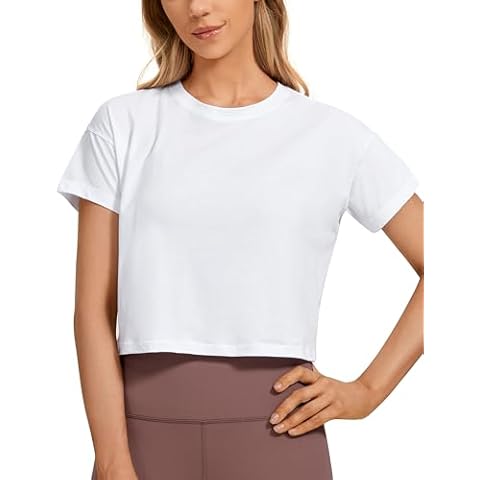 CRZ YOGA Women's Loose Fit Crop Top Cover