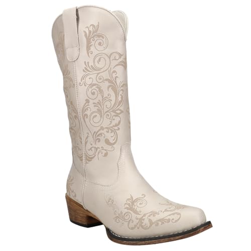 Roper 09-021-1566-3026 Womens Tall Stuff Embroidery Snip Toe Casual Boots Mid Calf Low Heel 1-2 Inch thumb #1