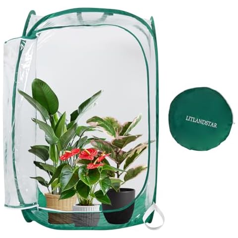 Pop Up Greenhouse Cover, Portable Mini Grow House Plant Cover Tent with Zipper and Handles for Cold Forst Protector, Small PVC Sunshine Room for Gardening Plants Flowers Herbs (24" L x 24" W x 36" H) Cover