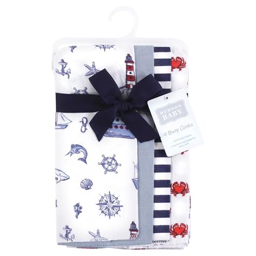 Image of Hudson Baby Unisex Baby Cotton Flannel Burp Cloths, Lighthouse, One Size