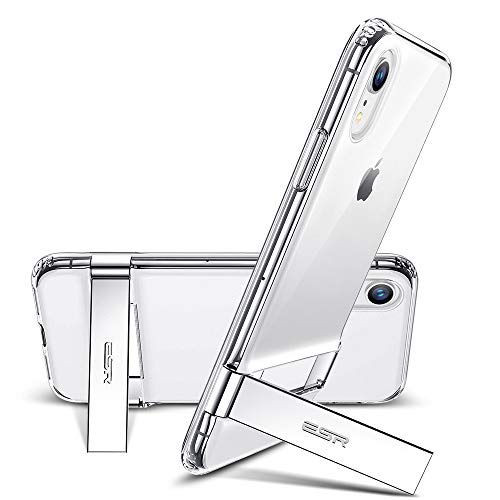 ESR Metal Kickstand Case for iPhone XR, [Vertical and Horizontal Stand] [Reinforced Drop Protection] Flexible TPU Soft Back for The iPhone XR, Clear