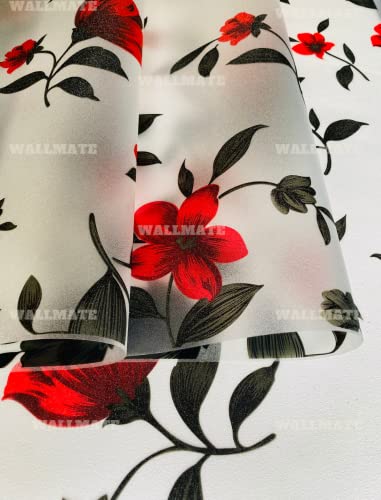 Image of WALLMATE Self Adhesive Window Film Frosted 3D Glass Door Window Frosted Film for Home /Office /Bathroom & Living Room Multicolor Frosted Film (16 x 90 Inch, Dazy Flower)