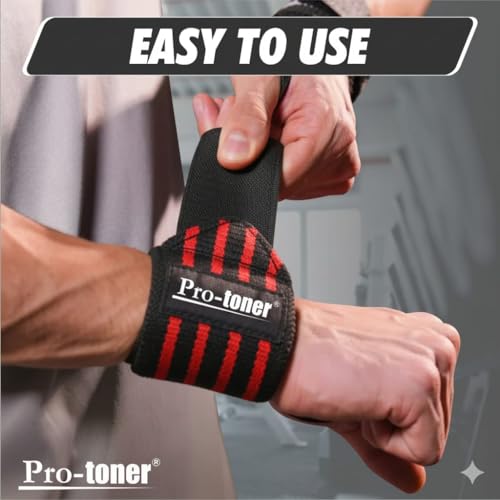 Image of Pro-toner Multipurpose Wrist Support Strap, Adjustable Weightlifting Wrist Wrap for Gym Training (BlackRed)