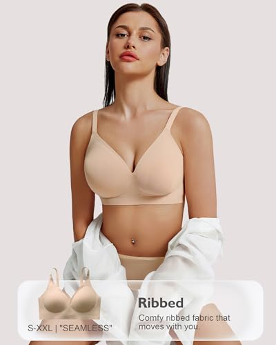 HORISUN Seamless Bras Full Coverage V Neck Push Up Wireless Bras for Women3