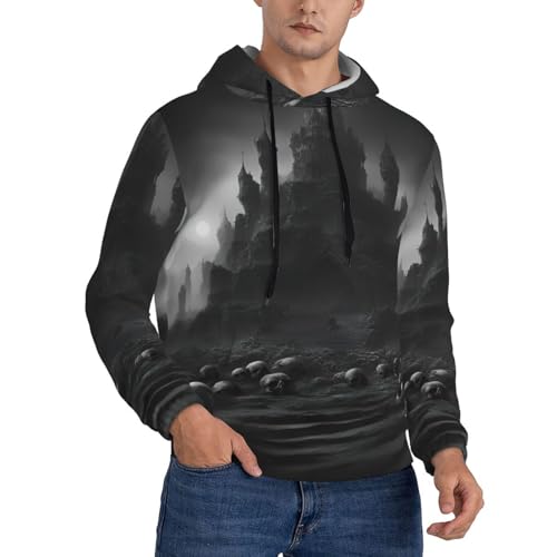 Sweat à capuche noir motif crânes imprimé contrasté bicolore taille XXL