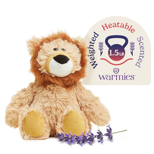 Image of warmies Microwavable & Weighted Stuffed Animals, Lion - Heated Stuffed Animal Plushie for Warmth & Comfort - Cute Soft Plush Toys for Adults & Children (Boys, Girls, Babies & Toddlers)