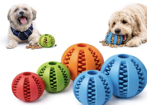 Dusan Pet Store Leckerli Bälle für Hunde 5er-Set Snackball & Futterball zur Beschäftigung Intelligenzspielzeug in 6 & 7 cm Gegen Langeweile Robustes Hundespielzeug