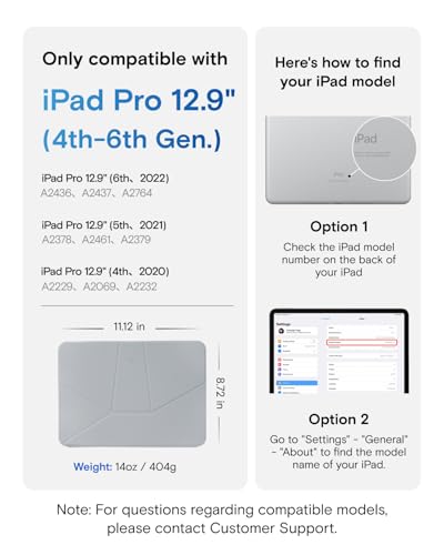 Image of MOFT Dynamic Folio Case for iPad Pro 12.9 inch (6th /5th /4th Generation, 2022 /2021 /2020), Silm Magnetic Stand Case with 20+ Viewing Angles, Auto Wake /Sleep, Ultra Thin, Cement x Sapphire