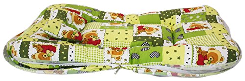 Image of Amardeep and Co Toddler Mattress with Mosquito and Insect Protection Net 70 * 40 cms (Green Yellow Teddy)