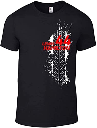 NNCKPYSOU Men Tshirt Lewis Hamilton Racing 44 Black