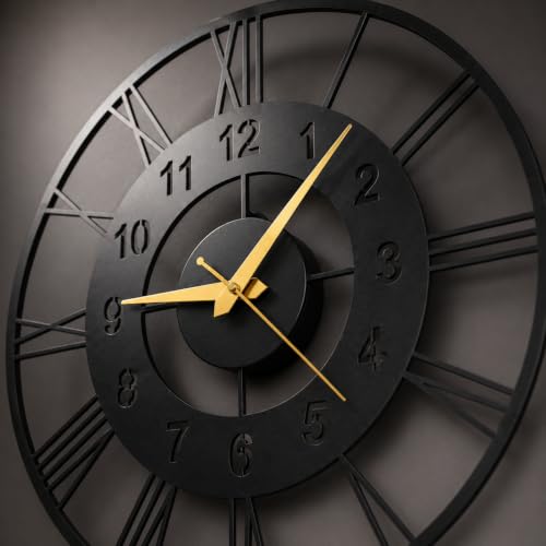 Image of 40 cm Metal Wall Clock, Black