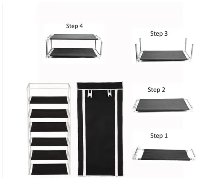 NAAM 6 Tier Shoe Rack with Dust-Proof Zipper Cover, Foldable Portable Shoe Organizer for Home, Multi Layer Space Saving Shoe Storage Stand for Entryway Bedroom (Black) 2