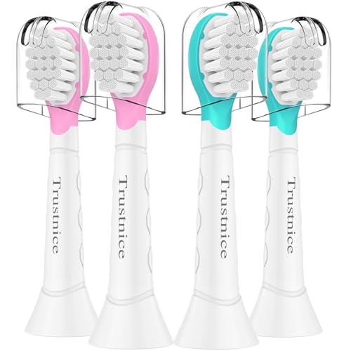 Trustnice Kids Replacement Heads for Philips Sonicare Soft Compact Toothbrush Heads for Kids Ages 3 to 7 Years Mini Pink & Blue 4 Pack