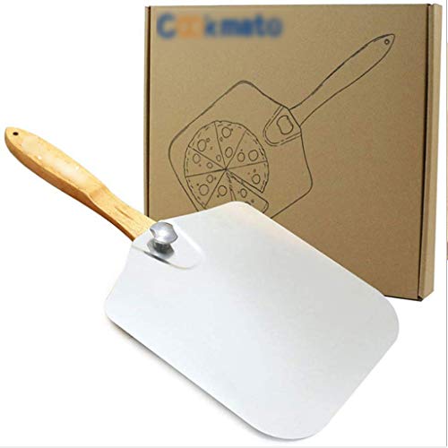 Metall Pizza Paddelheber Pizza Peel Aluminium mit faltbarem Holzgriff zum Backenbrot, Spatel Pizza-Schaufel für Pizzaofen, Basis 35,5 x 31,5