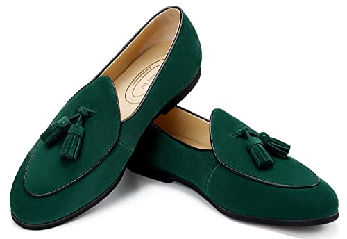 Image of Journey West Men's Suede Leather Belgian Loafers for Men Slip-on Casual Penny Casual Loafers