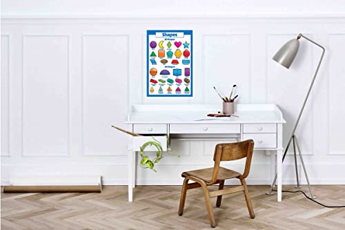 Yellow Alley Wall Sticker Poster On 2D And 3D Shapes For Early Learners|Kids Education Wall Sticker Poster For Schools, Study Room, Students Classroom|1Pc