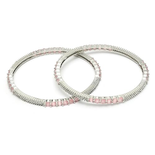Image of ZENEME Jewellery Silver Plated Stylish Crystal AD Dual Colour Bangle Jewellery For Girls and Women