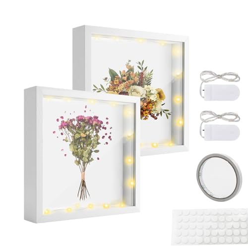 ZIOYA 2 Stück 3D Bilderrahmen zum Befüllen 20 x 20 cm Tiefer Rahmen mit 2...