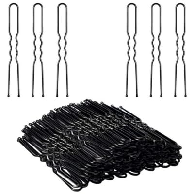 U Hair Pins for Women & Girls | Juda Pins (Pack Of 100) (With Storage Box) (7cm Long) | Stylish U-Shaped Hairpins for Hairstyling | Hair Styling Accessories Clips (Black)