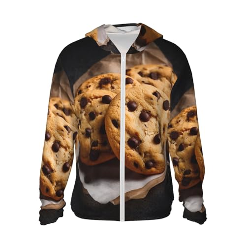 UPF 50+ Sun Protection Hoodie Rash Guard Long Sleeve Sun Shirt Chocolate Chip Cookies UV Shirt Full Zip Jacket