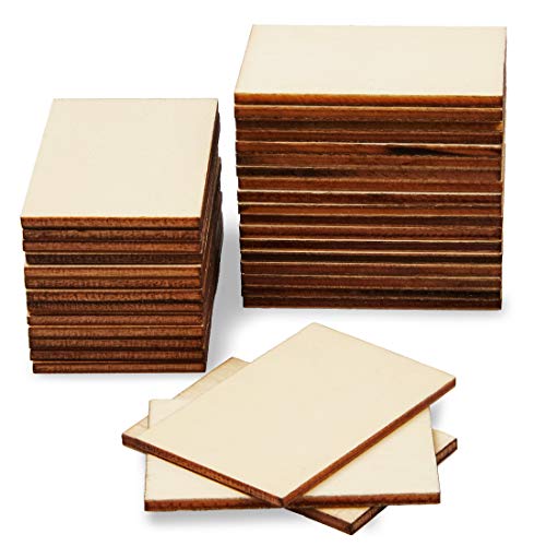 Bright Creations 120-cuadrado del Paquete Madera inacabada Recorte Piezas para Manualidades Bricolaje, 2 x 1,5 Pulgadas