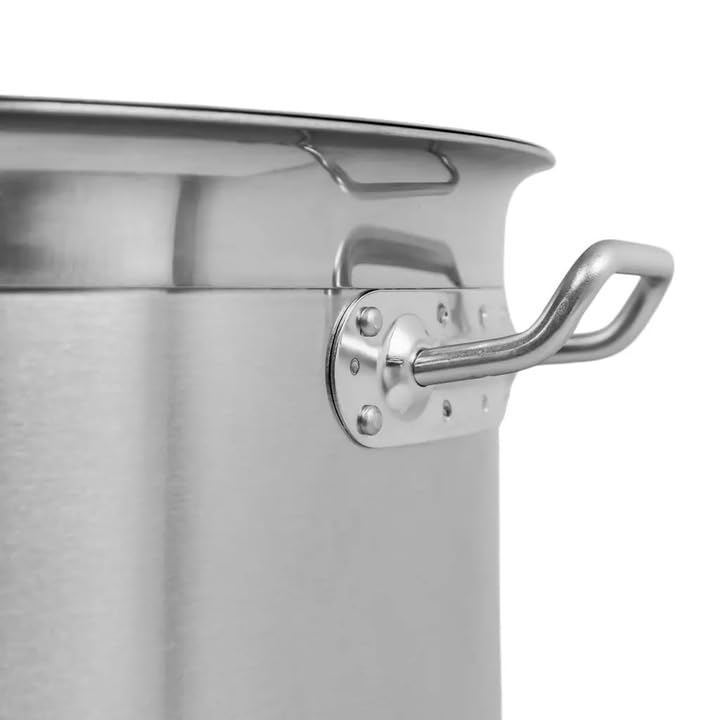 Mega-M Olla GRANDE inducción de acero inoxidable AISI 443 con tapa PRO cocina cerámica, eléctrica, gas, inducción, asas sin calor, tapa incluida (50 L)