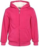 Coney Island Girls' Sweatshirt - Sherpa Lined Zip Hoodie (Size: 4-16), Size 10/12, Fuchsia/Ecru