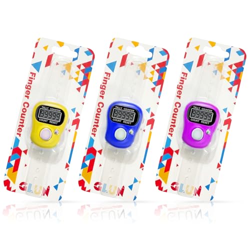 Image of Finger Counting Device, Pack of 3 Different Colours, 5 Digit Clicker Finger Counter Device Multicolour with Clear Visible Numbers, Useful for Various Counting Purposes