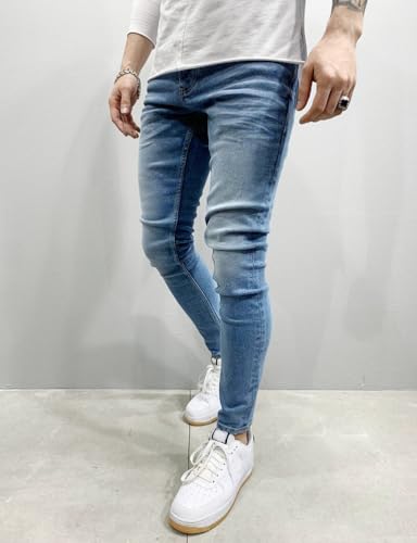 Kinghua Skinny Jeans Men Summer Fall Beach Casual Distressed Streetwear Stretch Denim Slim Tapered Pants with Pockets2