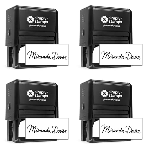Custom Signature Stamp - Personalized Insignia - Self-Inking - Your Choice of 7 Ink Colors! (4, Xtra Wide)