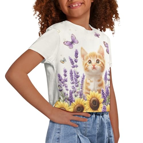 Image of Kids Crop Top Short Sleeve T-Shirts for Girls Size 5-14