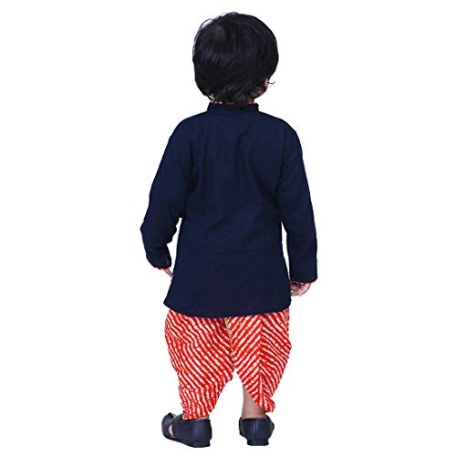 Image of BownBee Ethnic Wear Cotton Kurta Dhoti Traditional Dress Set for Baby Boys, Front Open with Dori Pattern, Full Sleeves, and Round neck, Ideal for All Festivals