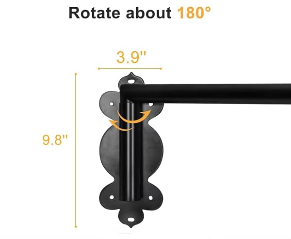 Swing Arm Curtain Rod, Black, 47'' Long, 1.1'' Diameter Pole, Rotate about 180 degrees, Detachable Ball Finial, 1 Piece by Avoirdus - Used condition - Image 2
