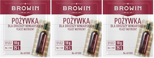 Browin 401000 Nutriente para levadura enológica - 10 g - Universal - para Vino Blanco, Rosado y Tinto (Paquete de 3)