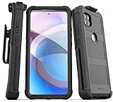 Encased Belt Case for Motorola One 5G ACE Case with Screen Protector and Holster Clip - Heavy Duty Protection for Moto One 5G UW Ace (Black)