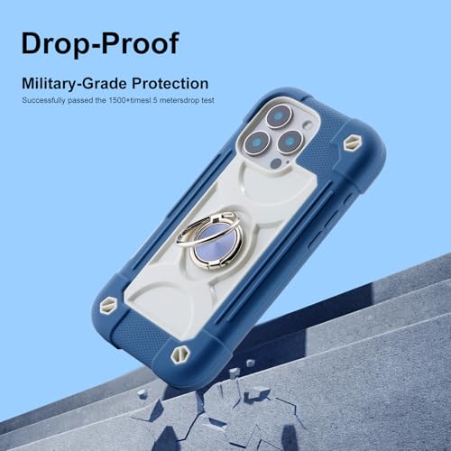 Image of MARKILL Compatible with iPhone Case with Ring Stand, Military Grade Drop Protection Full Body Rugged Heavy Duty Protective Durable Cover iPhone. (Blue, iPhone 16 Pro 6.3 inch)